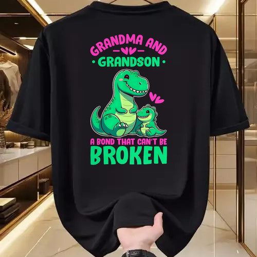 Best Grandma Shirt, Proud Grandma Unisex T-Shirt/Hoodie/Sweatshirt HLT00 - Grandma and Grandson A Bond That Can't Be Broken Dinosaurs T-Shirt