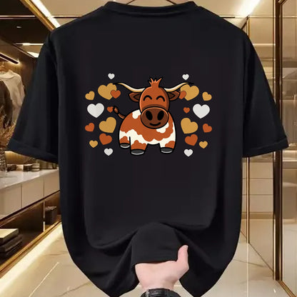 Best Farmer Life Shirt, Funny Farmer UnisexT-Shirt/Hoodie/Sweatshirt HLT00 - Cute Longhorn Cow With Hearts for Longhorn Cow Lovers T-Shirt