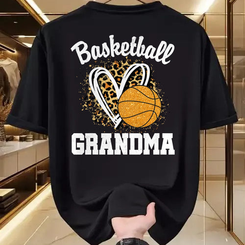 Best Grandma Shirt, Proud Grandma Unisex T-Shirt/Hoodie/Sweatshirt HLT00 - Basketball Grandma Leopard Heart T-Shirt