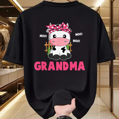 Best Grandma Shirt, Proud Grandma Unisex T-Shirt/Hoodie/Sweatshirt HLT00 - Funny Grandma Cow Cute Cow Farmer Birthday Matching Family T-Shirt