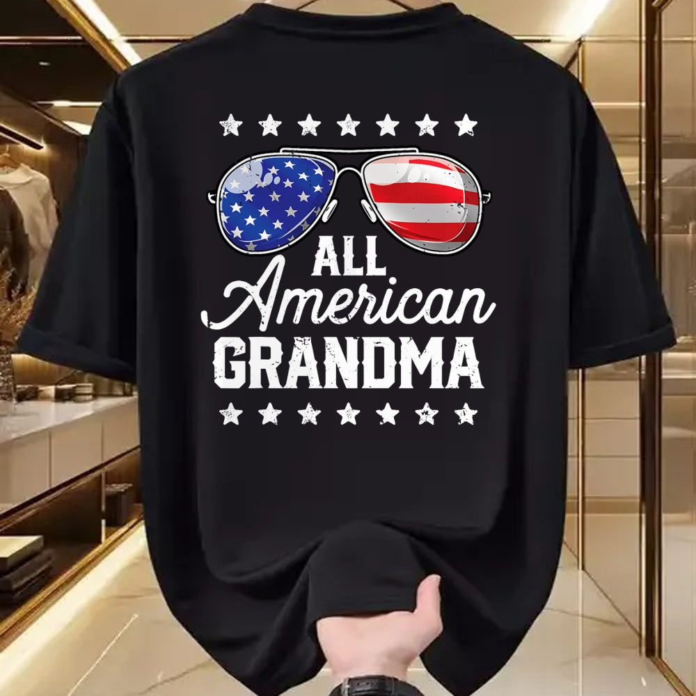 Best Grandma Shirt, Proud Grandma Unisex T-Shirt/Hoodie/Sweatshirt HLT00 - All American Grandma 4th of July Family Matching Sunglasses T-Shirt