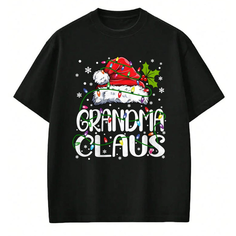 Best Grandma Shirt, Proud Grandma Unisex T-Shirt/Hoodie/Sweatshirt HLT00 - Grandma Claus Christmas Lights Pajama Family Matching Long Sleeve T-Shirt