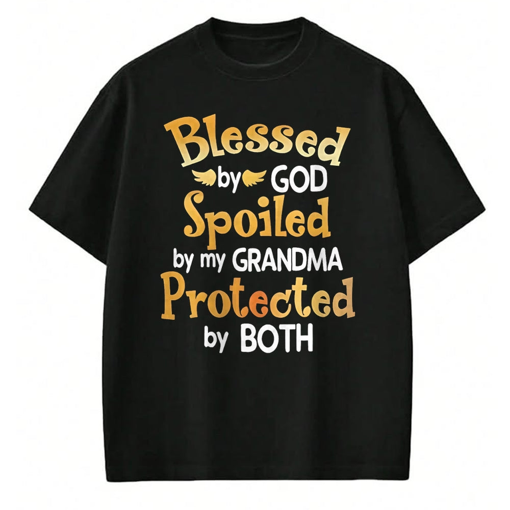 Best Grandma Shirt, Proud Grandma Unisex T-Shirt/Hoodie/Sweatshirt HLT00 - Blessed By God Spoiled By My Grandma Grandson Granddaughter T-Shirt