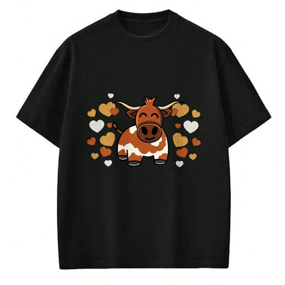 Best Farmer Life Shirt, Funny Farmer UnisexT-Shirt/Hoodie/Sweatshirt HLT00 - Cute Longhorn Cow With Hearts for Longhorn Cow Lovers T-Shirt