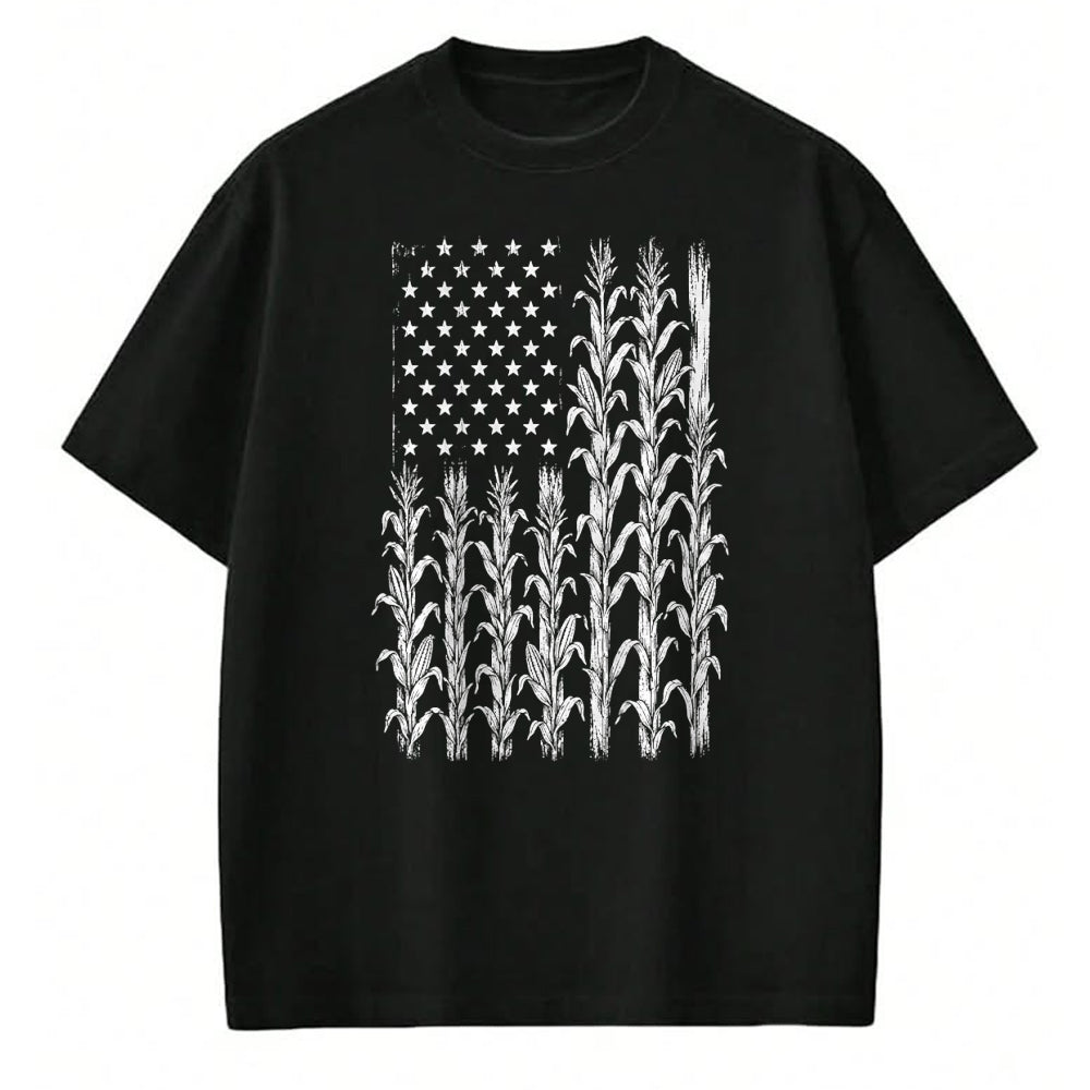 Best Farmer Life Shirt, Funny Farmer UnisexT-Shirt/Hoodie/Sweatshirt HLT00 - American Flag Corn Field Farmer Patriotic (on Back) T-Shirt (3)