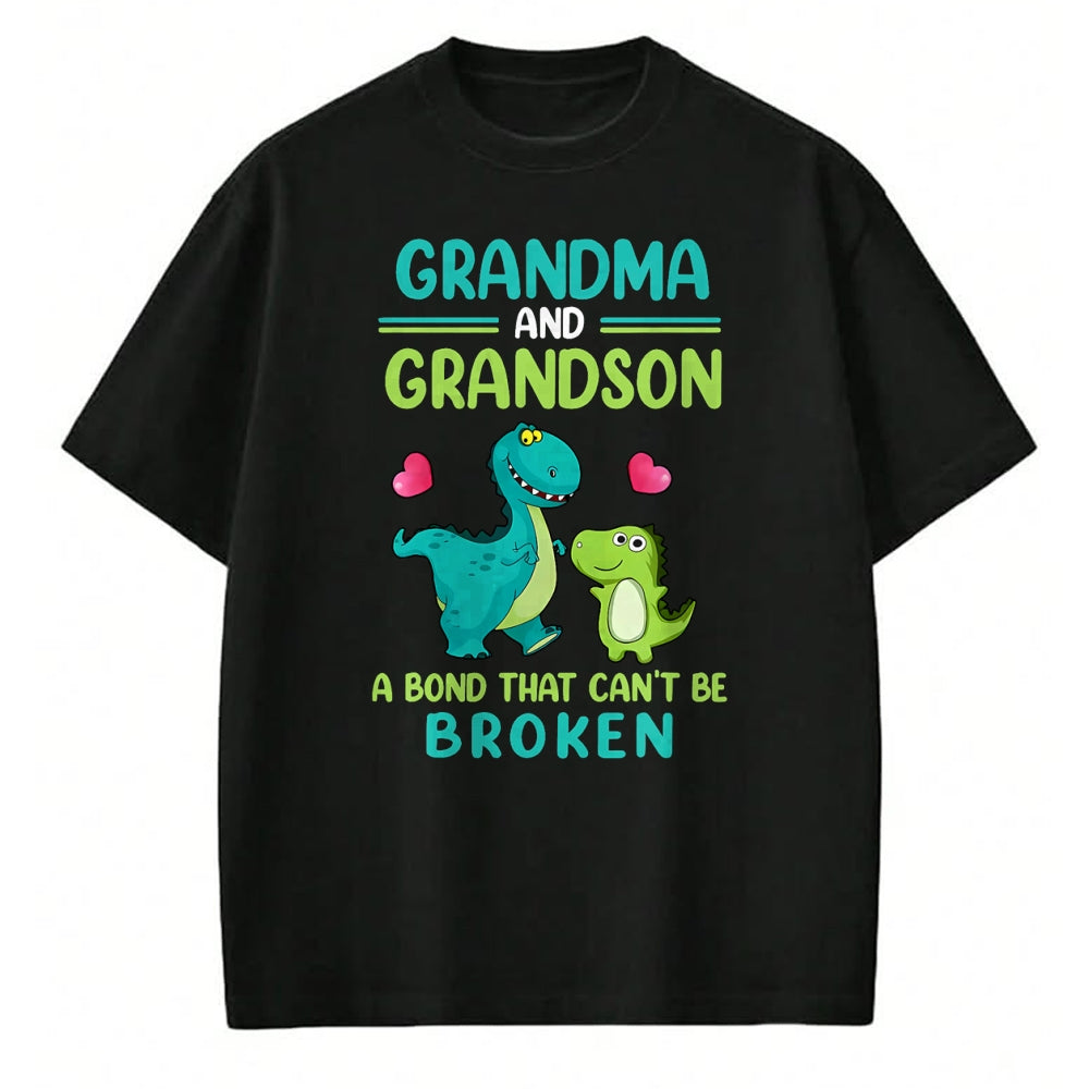 Best Grandma Shirt, Proud Grandma Unisex T-Shirt/Hoodie/Sweatshirt HLT00 - Grandma And Grandson A Bond That Can't Be Broken Dinosaur T-Shirt (1)