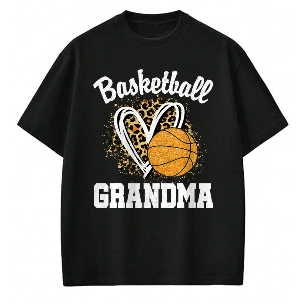 Best Grandma Shirt, Proud Grandma Unisex T-Shirt/Hoodie/Sweatshirt HLT00 - Basketball Grandma Leopard Heart T-Shirt