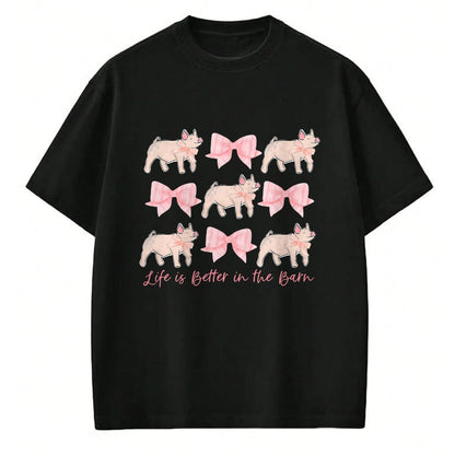 Best Farmer Life Shirt, Funny Farmer UnisexT-Shirt/Hoodie/Sweatshirt HLT00 - Coquette Bow Show Pig Livestock Pig Breeder Stock Show Mom T-Shirt