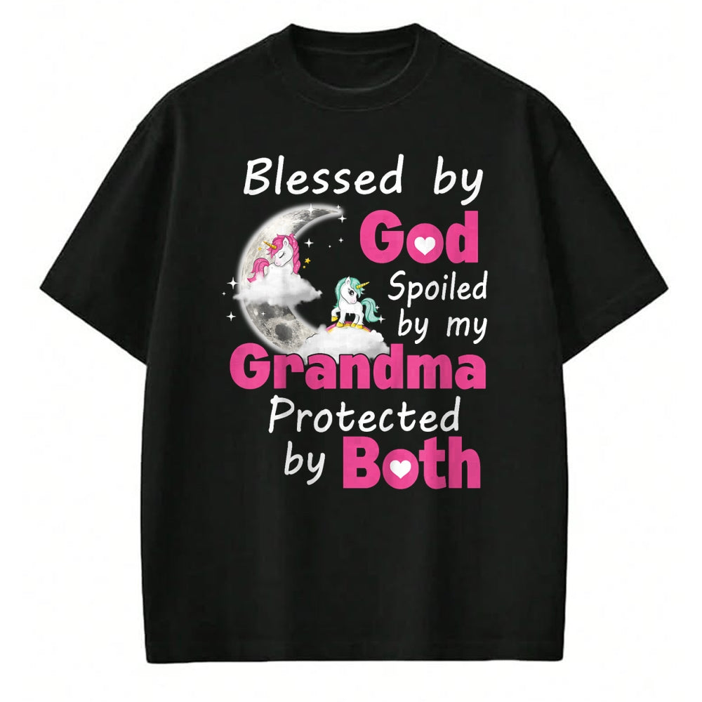 Best Grandma Shirt, Proud Grandma Unisex T-Shirt/Hoodie/Sweatshirt HLT00 - Kids Blessed By God Spoiled By My Grandma Protected By Both T-Shirt