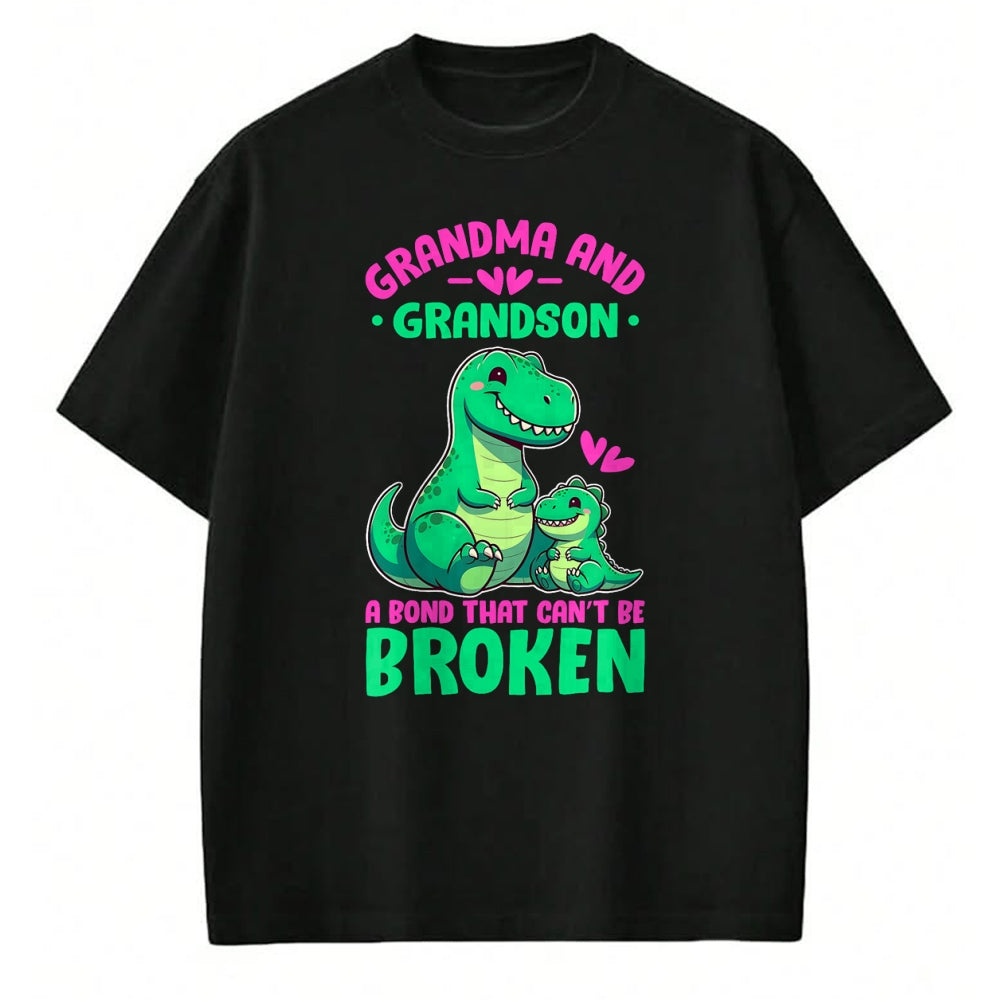 Best Grandma Shirt, Proud Grandma Unisex T-Shirt/Hoodie/Sweatshirt HLT00 - Grandma and Grandson A Bond That Can't Be Broken Dinosaurs T-Shirt