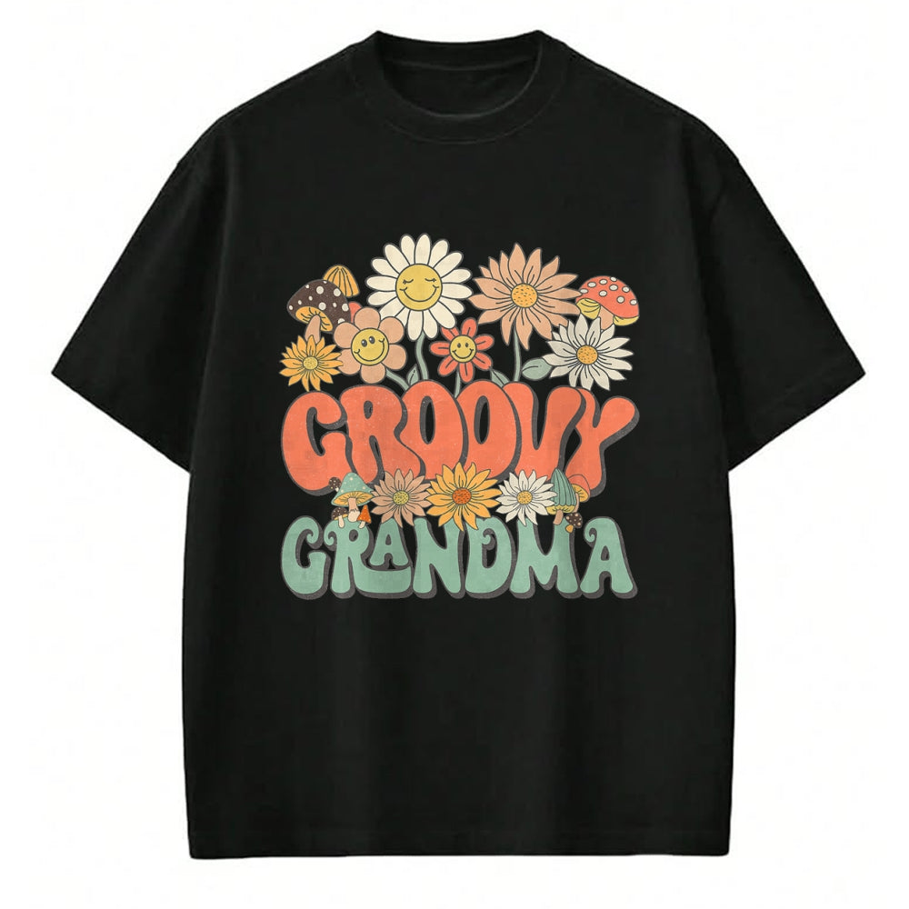Best Grandma Shirt, Proud Grandma Unisex T-Shirt/Hoodie/Sweatshirt HLT00 - Groovy Grandma Floral Hippie Retro Daisy Flower Mother's Day T-Shirt