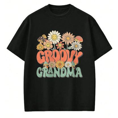 Best Grandma Shirt, Proud Grandma Unisex T-Shirt/Hoodie/Sweatshirt HLT00 - Groovy Grandma Floral Hippie Retro Daisy Flower Mother's Day T-Shirt