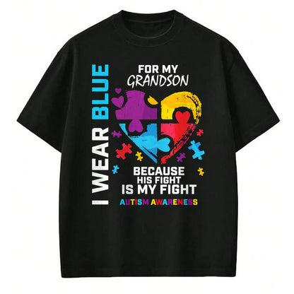 Best Grandma Shirt, Proud Grandma Unisex T-Shirt/Hoodie/Sweatshirt HLT00 - Grandma Grandpa I Wear Blue For My Grandson Autism Awareness T-Shirt