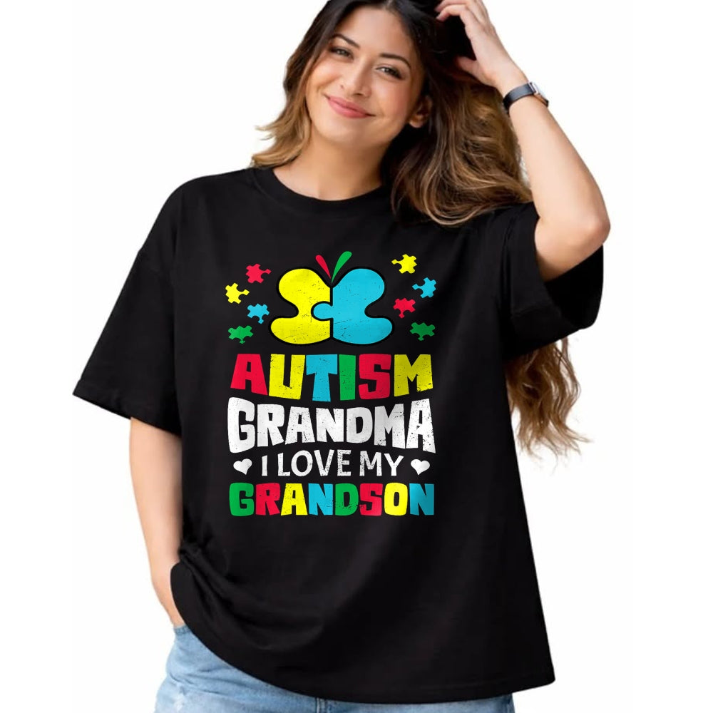 Best Grandma Shirt, Proud Grandma Unisex T-Shirt/Hoodie/Sweatshirt HLT00 - Autism Grandma I Love My Grandson Autistic Awareness T-Shirt