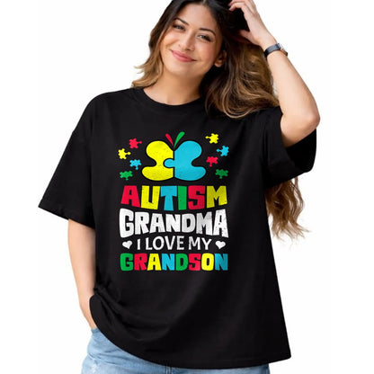 Best Grandma Shirt, Proud Grandma Unisex T-Shirt/Hoodie/Sweatshirt HLT00 - Autism Grandma I Love My Grandson Autistic Awareness T-Shirt
