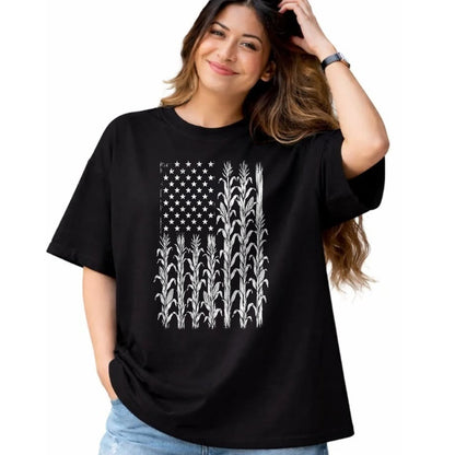 Best Farmer Life Shirt, Funny Farmer UnisexT-Shirt/Hoodie/Sweatshirt HLT00 - American Flag Corn Field Farmer Patriotic (on Back) T-Shirt (3)