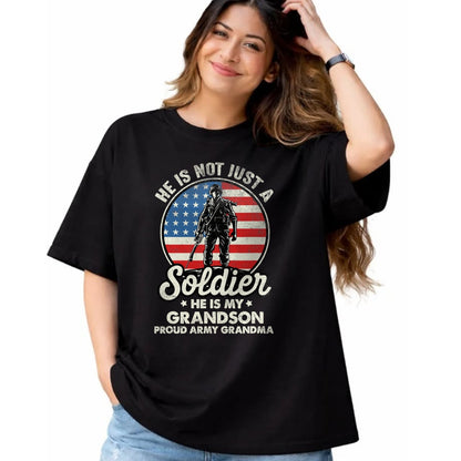 Best Grandma Shirt, Proud Grandma Unisex T-Shirt/Hoodie/Sweatshirt HLT00 - My Grandson Is A Soldier Quote Proud Army Grandma T-Shirt
