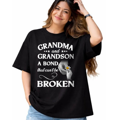 Best Grandma Shirt, Proud Grandma Unisex T-Shirt/Hoodie/Sweatshirt HLT00 - Grandma and Grandson A Bond That Can't Be Broken T-Shirt