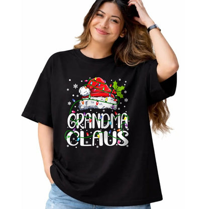 Best Grandma Shirt, Proud Grandma Unisex T-Shirt/Hoodie/Sweatshirt HLT00 - Grandma Claus Christmas Lights Pajama Family Matching T-Shirt