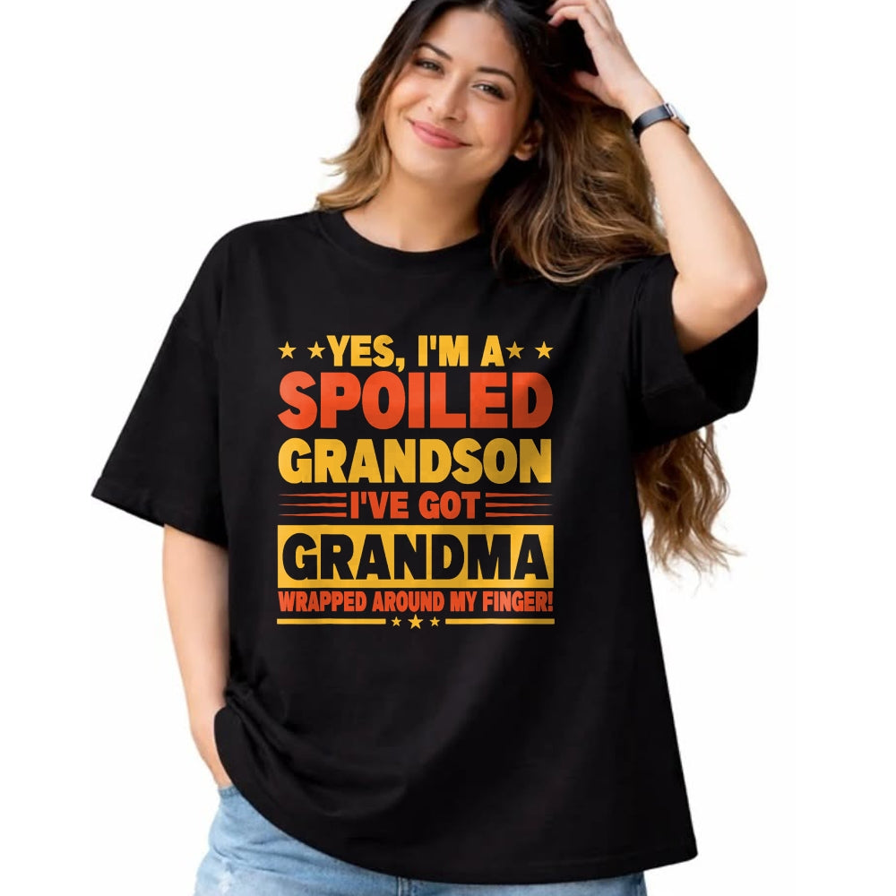 Best Grandma Shirt, Proud Grandma Unisex T-Shirt/Hoodie/Sweatshirt HLT00 - Funny Grandparents Grandpa Grandma Spoiled Grandson T-Shirt