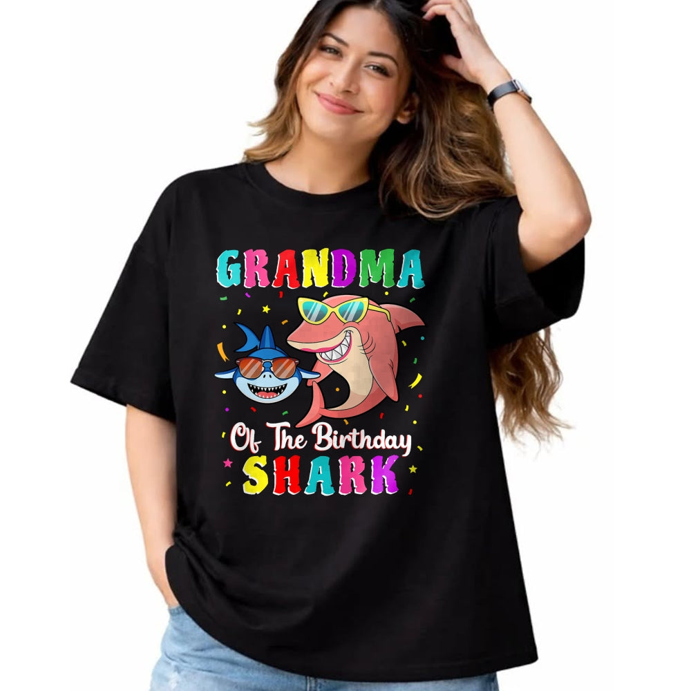Best Grandma Shirt, Proud Grandma Unisex T-Shirt/Hoodie/Sweatshirt HLT00 - Grandma Of The Shark Birthday Family Birthday Grandson T-Shirt