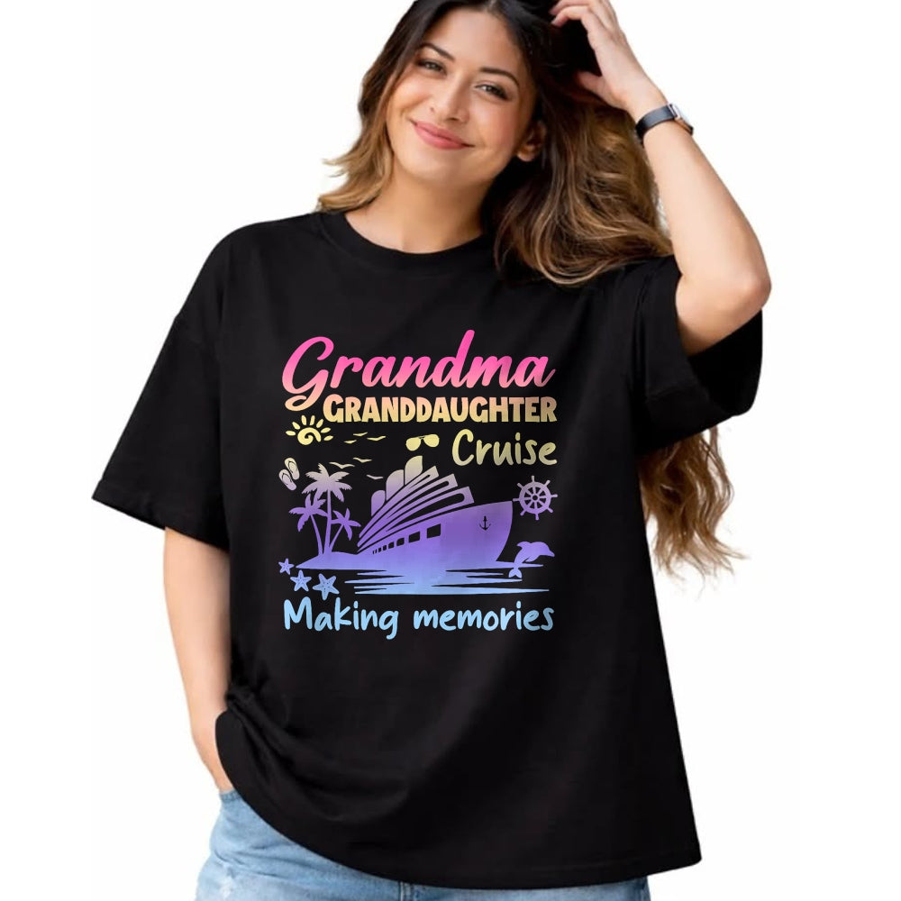 Best Grandma Shirt, Proud Grandma Unisex T-Shirt/Hoodie/Sweatshirt HLT00 - Grandma Granddaughter Memories Gift For Cruise Vacation T-Shirt