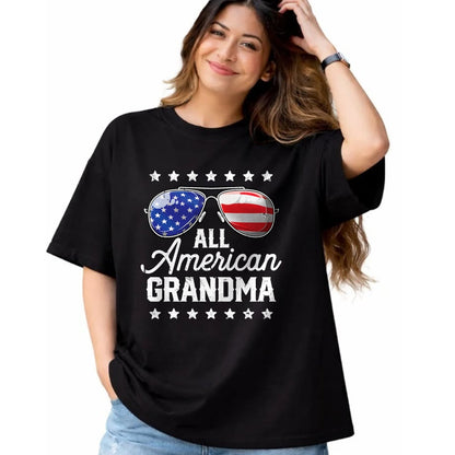 Best Grandma Shirt, Proud Grandma Unisex T-Shirt/Hoodie/Sweatshirt HLT00 - All American Grandma 4th of July Family Matching Sunglasses T-Shirt