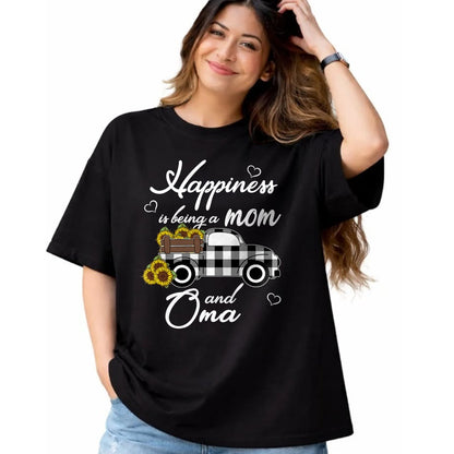 Best Grandma Shirt, Proud Grandma Unisex T-Shirt/Hoodie/Sweatshirt HLT00 - Sunflower Grandma Shirt Happiness is being a Mom and Oma T-Shirt