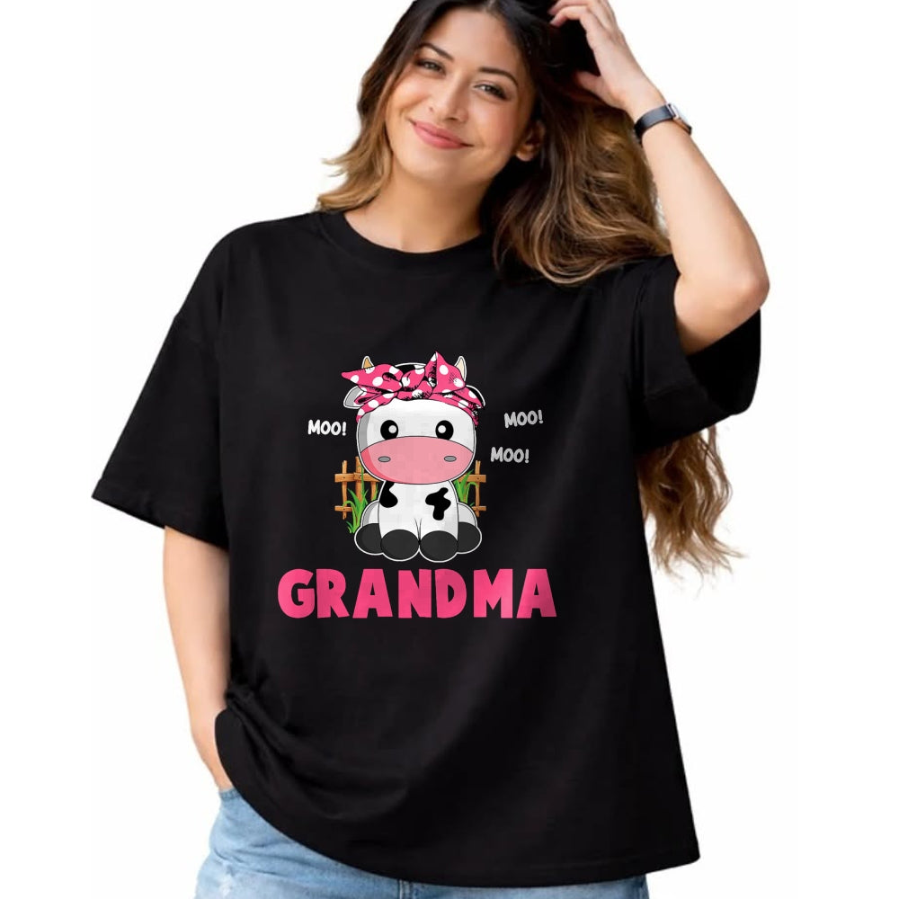 Best Grandma Shirt, Proud Grandma Unisex T-Shirt/Hoodie/Sweatshirt HLT00 - Funny Grandma Cow Cute Cow Farmer Birthday Matching Family T-Shirt