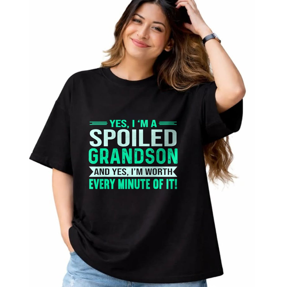 Best Grandma Shirt, Proud Grandma Unisex T-Shirt/Hoodie/Sweatshirt HLT00 - Favorite Spoiled Grandson Birthday T-Shirt