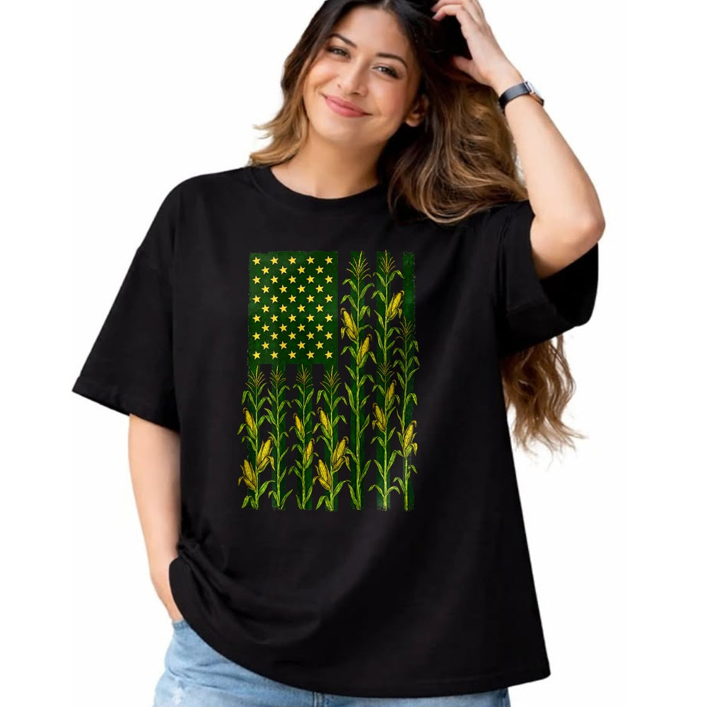 Best Farmer Life Shirt, Funny Farmer UnisexT-Shirt/Hoodie/Sweatshirt HLT00 - (Back) Vintage Corn American Flag Patriotic Farmer Farm Flag T-Shirt