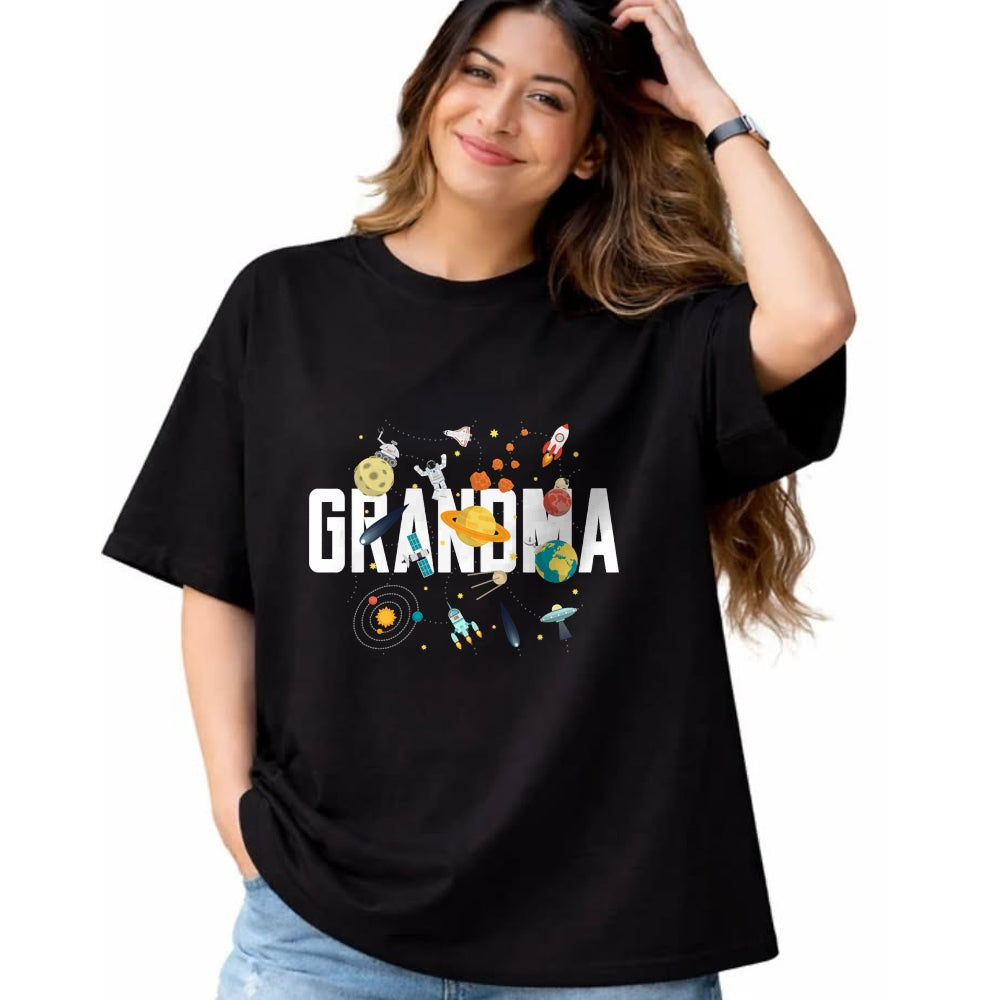 Best Grandma Shirt, Proud Grandma Unisex T-Shirt/Hoodie/Sweatshirt HLT00 - Grandma Outer Space Birthday Party Grandson B-Day Matching T-Shirt
