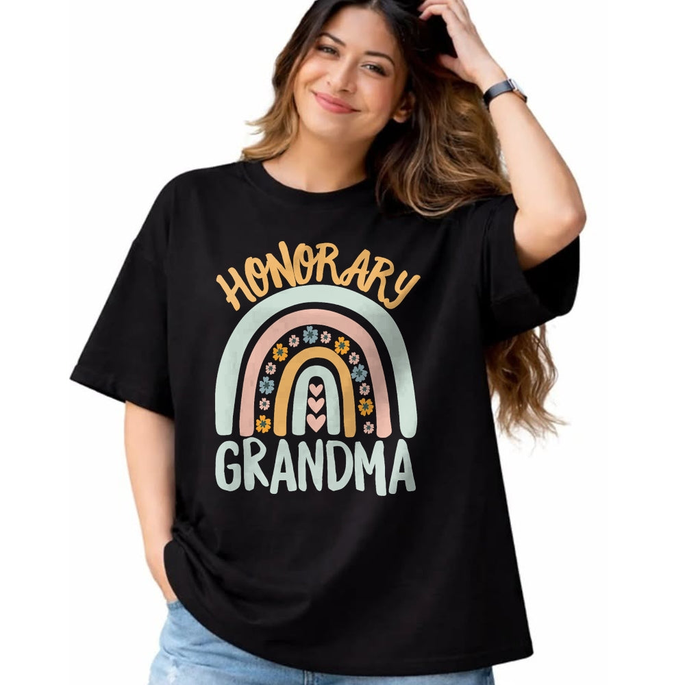 Best Grandma Shirt, Proud Grandma Unisex T-Shirt/Hoodie/Sweatshirt HLT00 - Honorary Grandma Foster Granddaughter Grandson Boho Rainbow T-Shirt