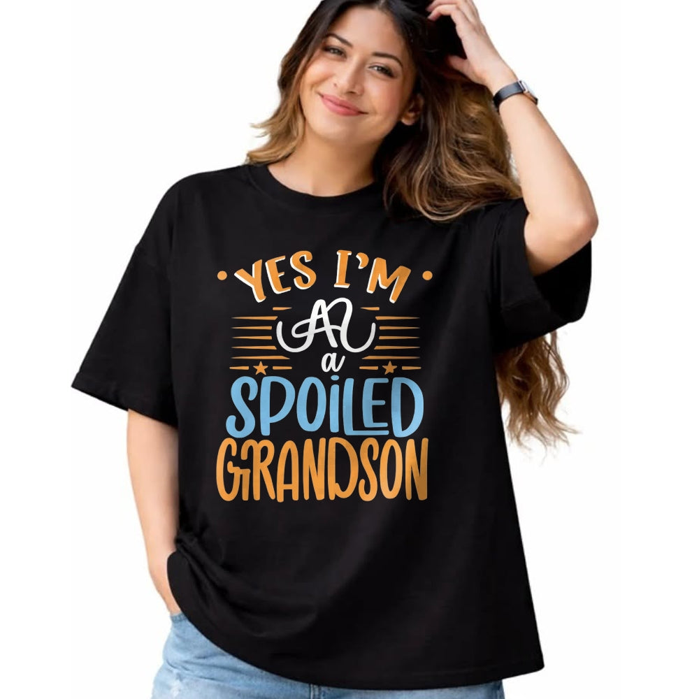 Best Grandma Shirt, Proud Grandma Unisex T-Shirt/Hoodie/Sweatshirt HLT00 - yes I'm a spoiled grandson T-Shirt (5)