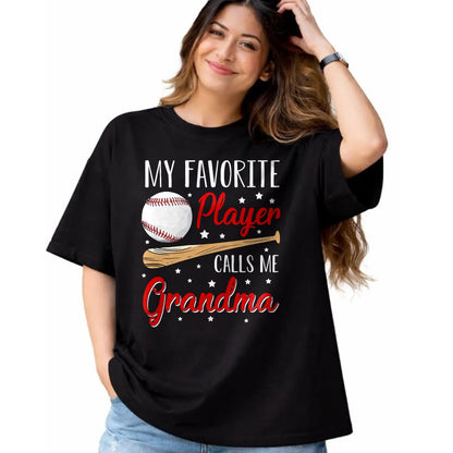 Best Grandma Shirt, Proud Grandma Unisex T-Shirt/Hoodie/Sweatshirt HLT00 - Baseball My Favorite Player Calls Me Grandma Heart T-Shirt