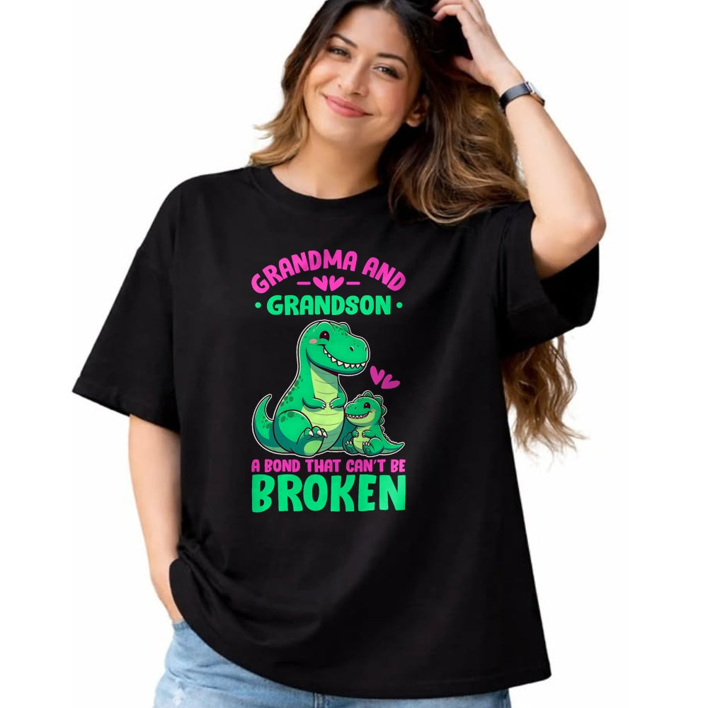 Best Grandma Shirt, Proud Grandma Unisex T-Shirt/Hoodie/Sweatshirt HLT00 - Grandma and Grandson A Bond That Can't Be Broken Dinosaurs T-Shirt