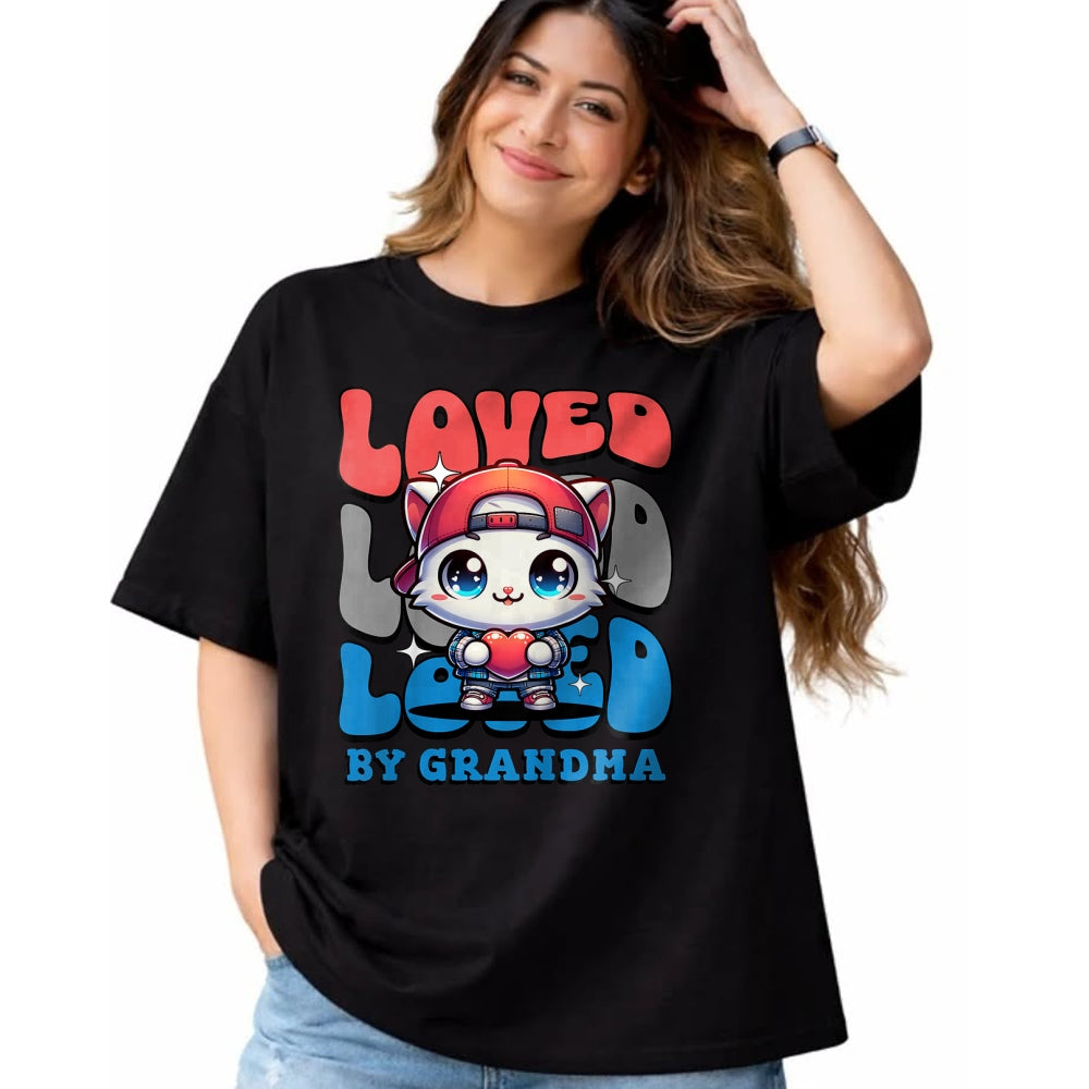 Best Grandma Shirt, Proud Grandma Unisex T-Shirt/Hoodie/Sweatshirt HLT00 - Kids Grandma Loves Me Grandson Cat T-Shirt