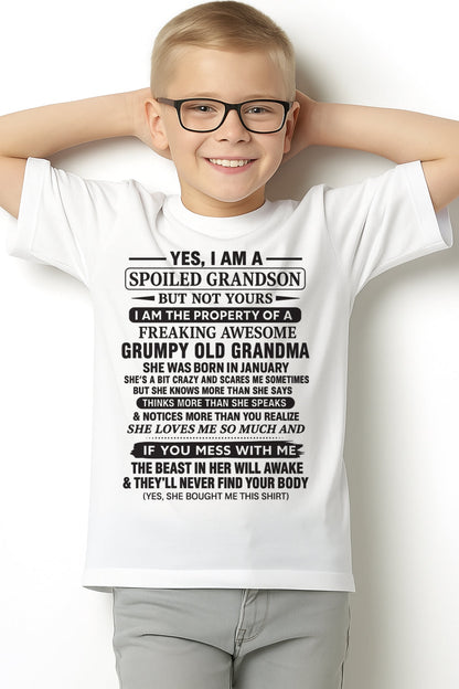 Yes I’m A Stubborn Grandson T-Shirt – Birthday Gift From February Grandma / Woman - LUNA02 (SKU10-171-02)