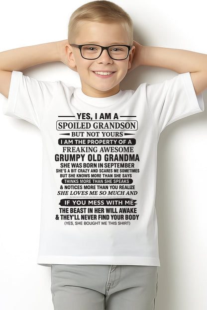 Yes I’m A Stubborn Grandson T-Shirt – Birthday Gift From September Grandma / Woman - LUNA09 (SKU10-171-09)