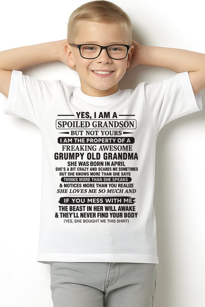 Yes I’m A Stubborn Grandson T-Shirt – Birthday Gift From April Grandma / Woman - LUNA04 (SKU10-171-04)