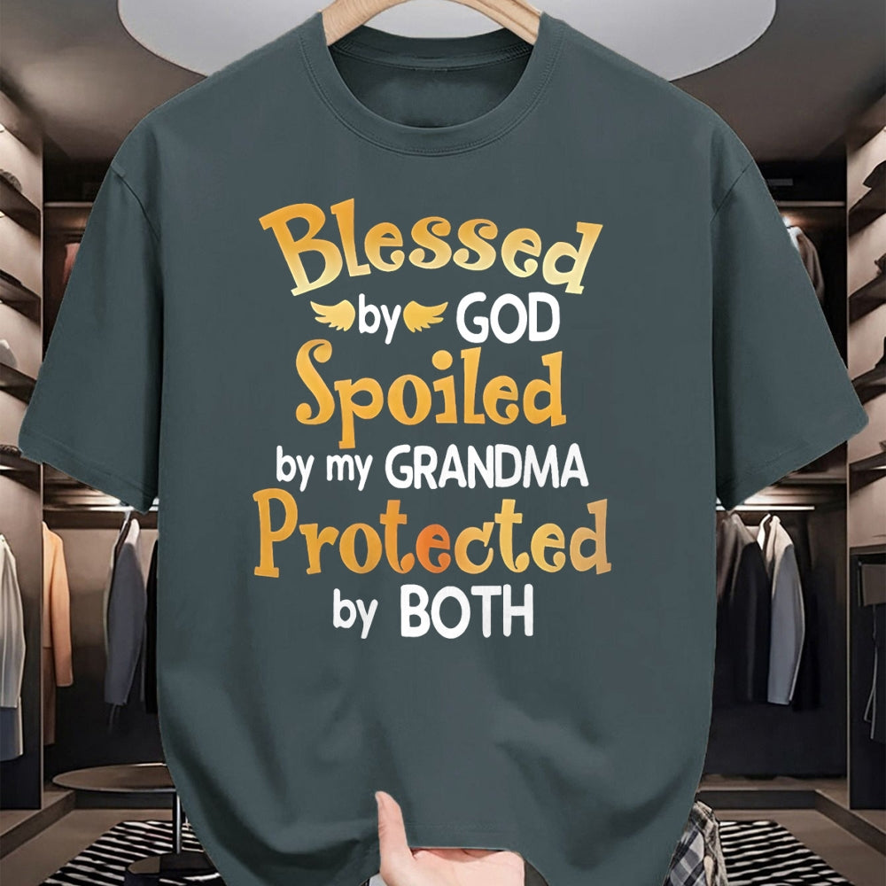 Best Grandma Shirt, Proud Grandma Unisex T-Shirt/Hoodie/Sweatshirt HLT00 - Blessed By God Spoiled By My Grandma Grandson Granddaughter T-Shirt