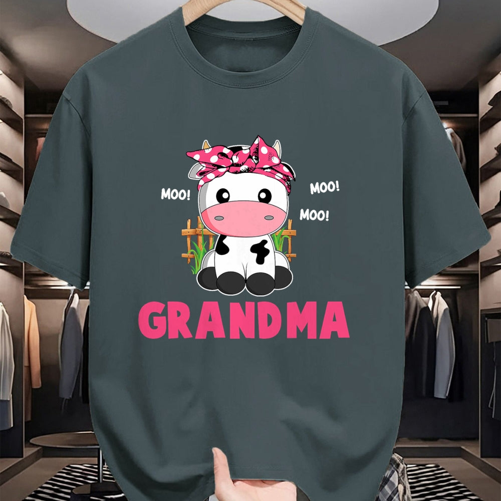 Best Grandma Shirt, Proud Grandma Unisex T-Shirt/Hoodie/Sweatshirt HLT00 - Funny Grandma Cow Cute Cow Farmer Birthday Matching Family T-Shirt
