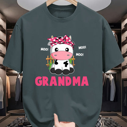 Best Grandma Shirt, Proud Grandma Unisex T-Shirt/Hoodie/Sweatshirt HLT00 - Funny Grandma Cow Cute Cow Farmer Birthday Matching Family T-Shirt