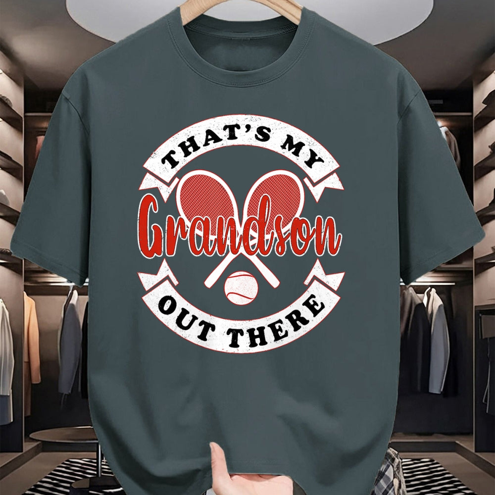 Best Grandma Shirt, Proud Grandma Unisex T-Shirt/Hoodie/Sweatshirt HLT00 - That's My Grandson Out There Tennis Grandma Grandpa T-Shirt