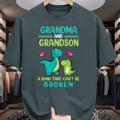 Best Grandma Shirt, Proud Grandma Unisex T-Shirt/Hoodie/Sweatshirt HLT00 - Grandma And Grandson A Bond That Can't Be Broken Dinosaur T-Shirt (1)