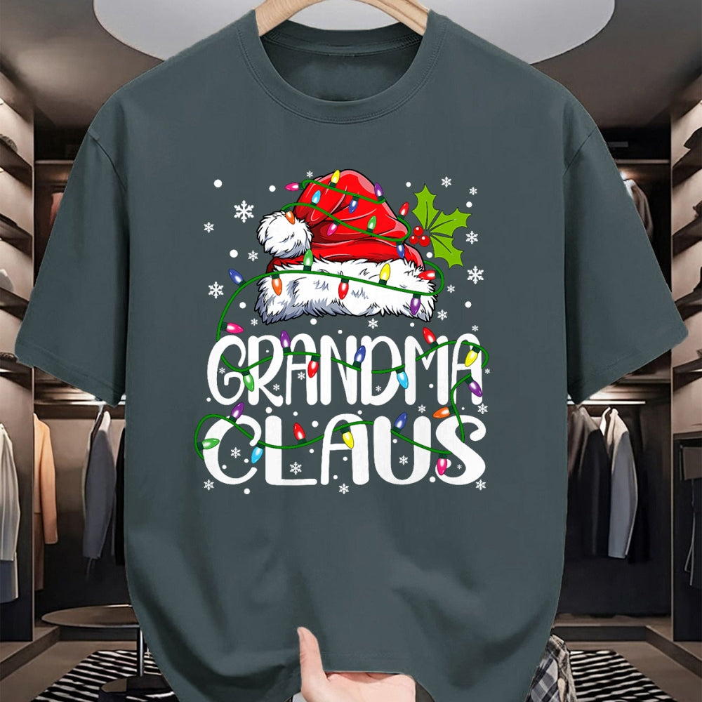 Best Grandma Shirt, Proud Grandma Unisex T-Shirt/Hoodie/Sweatshirt HLT00 - Grandma Claus Christmas Lights Pajama Family Matching T-Shirt