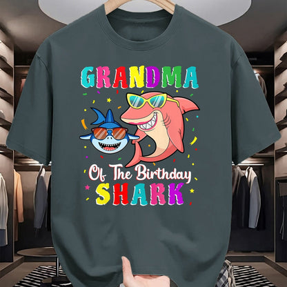 Best Grandma Shirt, Proud Grandma Unisex T-Shirt/Hoodie/Sweatshirt HLT00 - Grandma Of The Shark Birthday Family Birthday Grandson T-Shirt