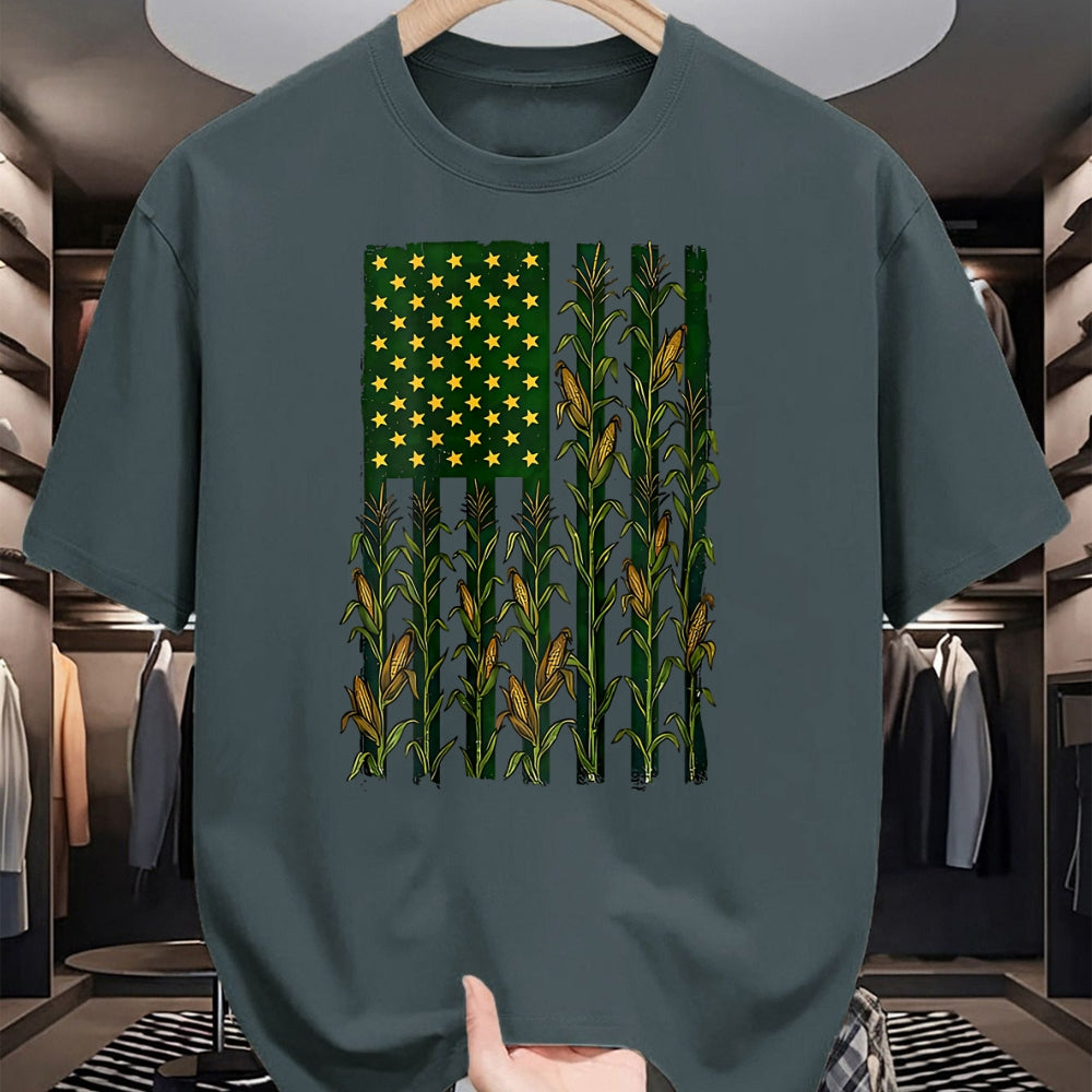 Best Farmer Life Shirt, Funny Farmer UnisexT-Shirt/Hoodie/Sweatshirt HLT00 - American Flag Corn Field Farmer Patriotic (on Back) T-Shirt