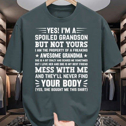 Best Grandma Shirt, Proud Grandma Unisex T-Shirt/Hoodie/Sweatshirt HLT00 - yes i'm a spoiled grandson T-Shirt (3)