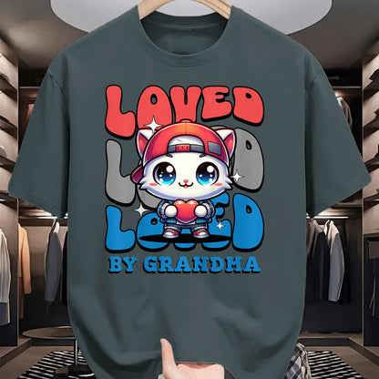 Best Grandma Shirt, Proud Grandma Unisex T-Shirt/Hoodie/Sweatshirt HLT00 - Kids Grandma Loves Me Grandson Cat T-Shirt